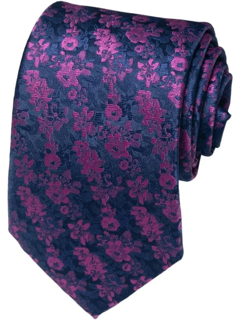 Men's Purple & Blue 100% Microfiber Floral Jacquard Formal Necktie For Business